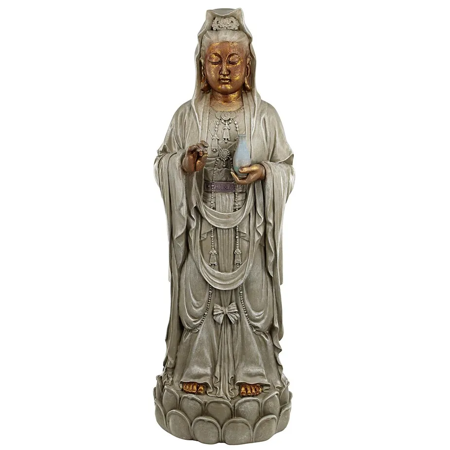 Goddess Guan Yin Standing on a Lotus Statue