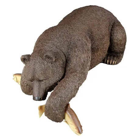 Catch of the Day Grand Grizzly Brown Bear Sitter Statue