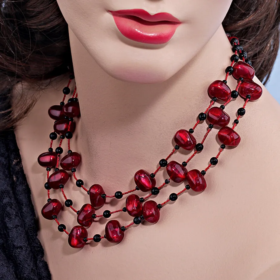 Awash in Crimson Jewelry Ensemble: Necklace
