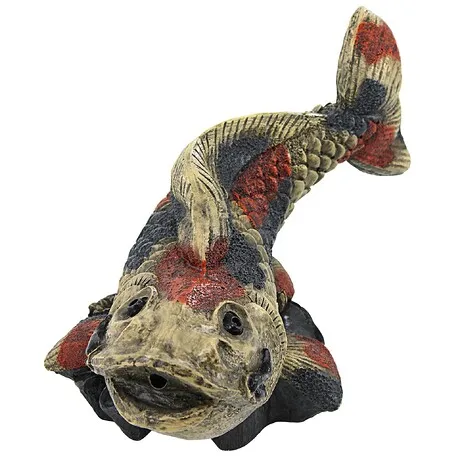 Showa Asian Koi Spitter Piped Statue
