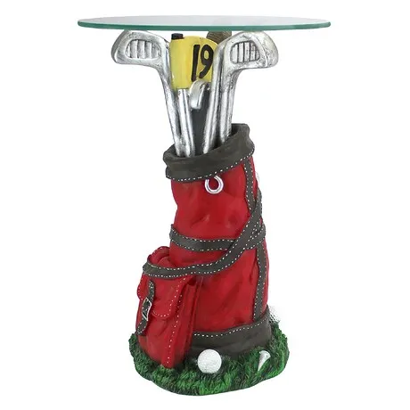 On Par Golf Bag Sculptural Glass-Topped Table