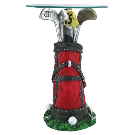 On Par Golf Bag Sculptural Glass-Topped Table