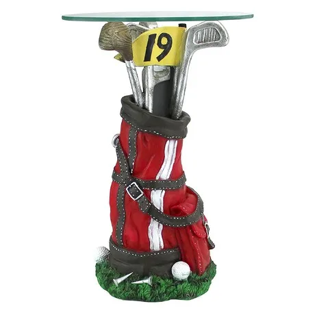 On Par Golf Bag Sculptural Glass-Topped Table