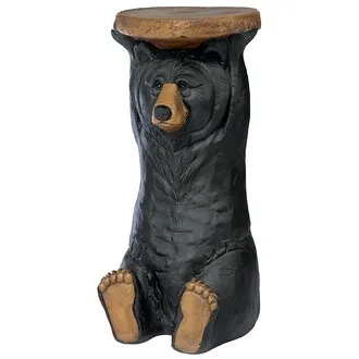 Black Forest Bear Sculptural Pedestal Table