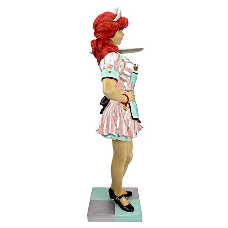 Retro Rosie Diner Dame Waitress Sculptural Pedestal Table