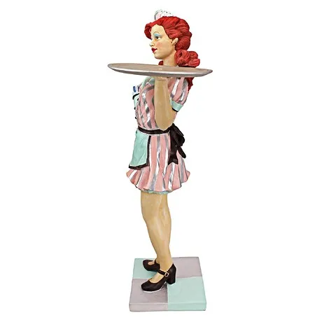 Retro Rosie Diner Dame Waitress Sculptural Pedestal Table