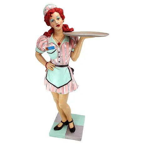 Retro Rosie Diner Dame Waitress Sculptural Pedestal Table