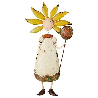 Flower Children Metal Garden Statue: Girl
