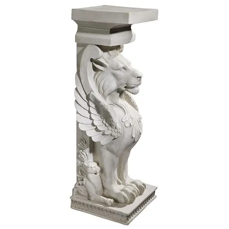 Trapezophoron Sculptural Winged Lion Pedestal: Each