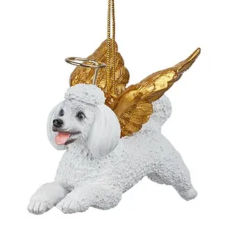 Honor Your Pet: White Poodle Holiday Dog Angel Ornament