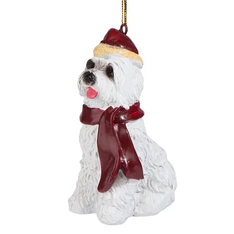 Maltese Holiday Dog Ornament Pet Decoration