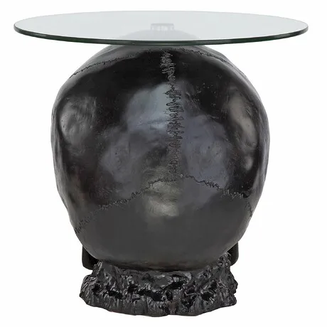 Lost Souls Gothic Skull Glass-Topped Table: Black
