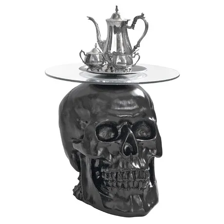 Lost Souls Gothic Skull Glass-Topped Table: Black