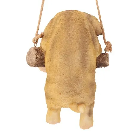 Pug Puppy on a Perch Hanging Dog Sculpture