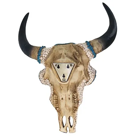 Mystic Plains Warrior Faux Gem Encrusted Cow Skull Wall Sculpture: Large