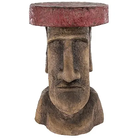 Easter Island Polynesian Moai Head Sculptural Side Table