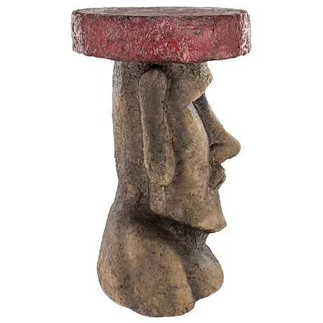 Easter Island Polynesian Moai Head Sculptural Side Table