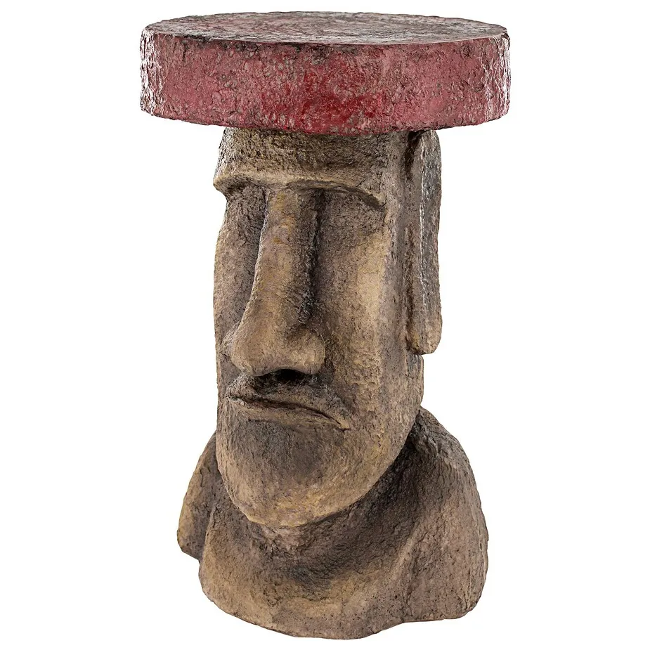Easter Island Polynesian Moai Head Sculptural Side Table