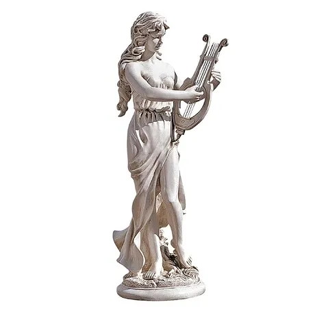 Muse with Harp Classical Garden Statue