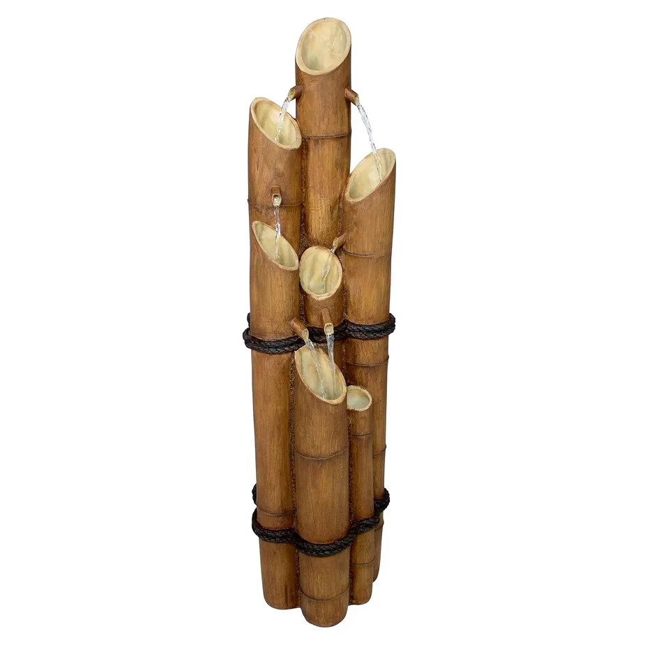 Cascading Bamboo Sculptural Garden Fountain: Medium