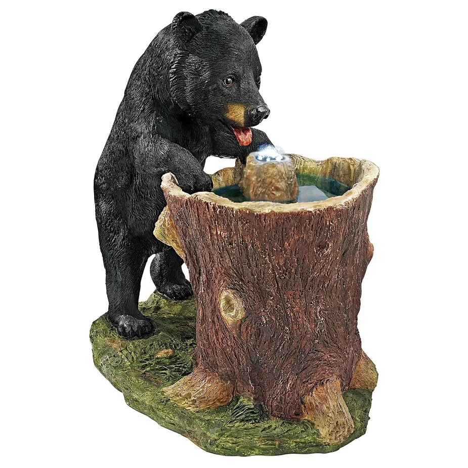 Guzzling Gulp Black Bear Garden Fountain