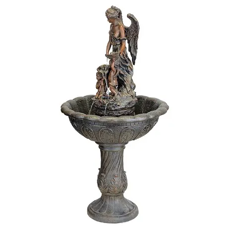 Heavenly Moments Angel Sculptural Fountain: Green Bronze Finish