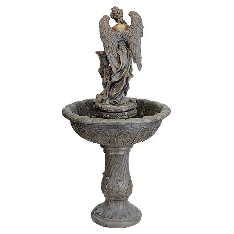 Heavenly Moments Angel Sculptural Fountain: Green Bronze Finish