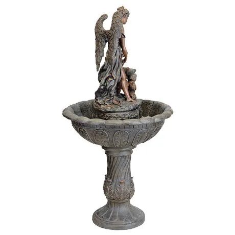 Heavenly Moments Angel Sculptural Fountain: Green Bronze Finish