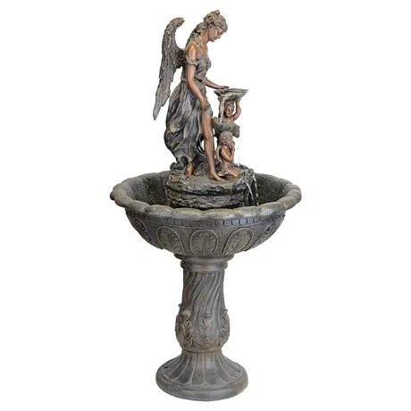 Heavenly Moments Angel Sculptural Fountain: Green Bronze Finish