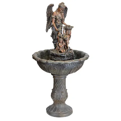 Heavenly Moments Angel Sculptural Fountain: Green Bronze Finish