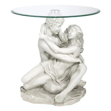 Lovers in the Arms of Romance Glass-Topped Sculptural Table