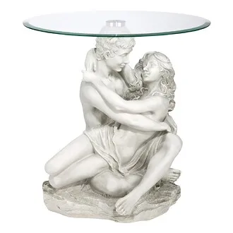 Lovers in the Arms of Romance Glass-Topped Sculptural Table