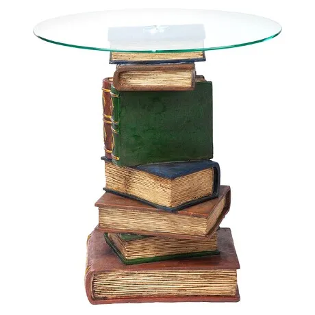 Stacked Volumes Sculptural Glass-Topped Book Table