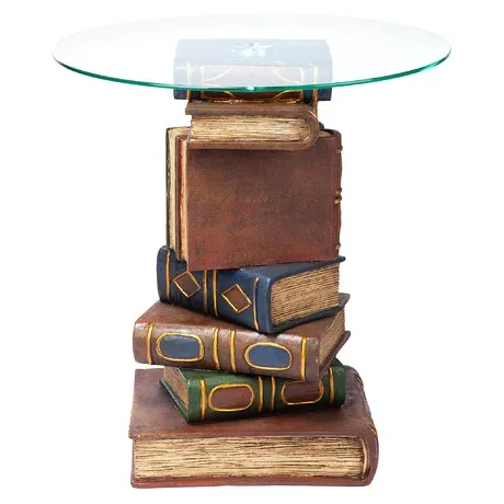 Stacked Volumes Sculptural Glass-Topped Book Table