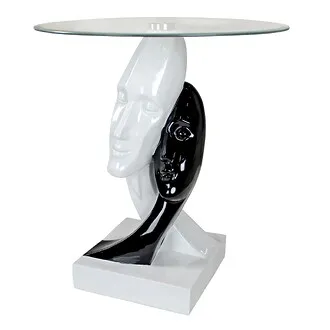 Lovers in Black and White Sculptural Glass-Topped Table