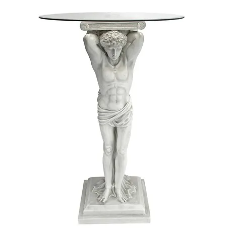 Hermitage Atlantes Glass-Topped Pedestal Table