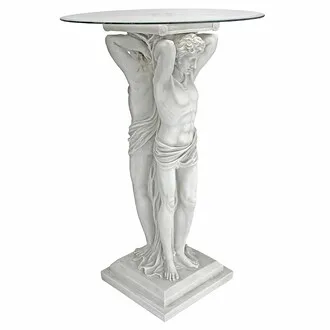 Hermitage Atlantes Glass-Topped Pedestal Table