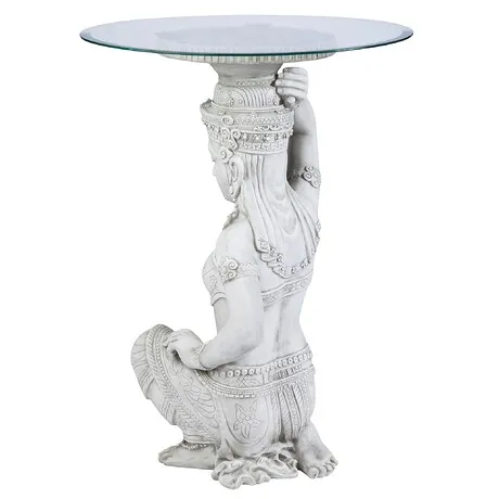 Thai Teppanom Beautiful Being Glass-Topped Asian Decor Table
