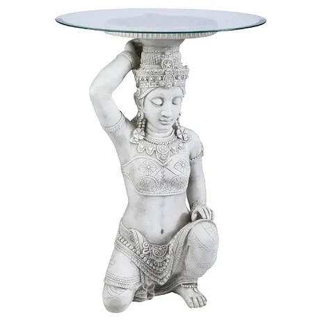 Thai Teppanom Beautiful Being Glass-Topped Asian Decor Table