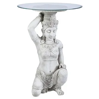 Thai Teppanom Beautiful Being Glass-Topped Asian Decor Table