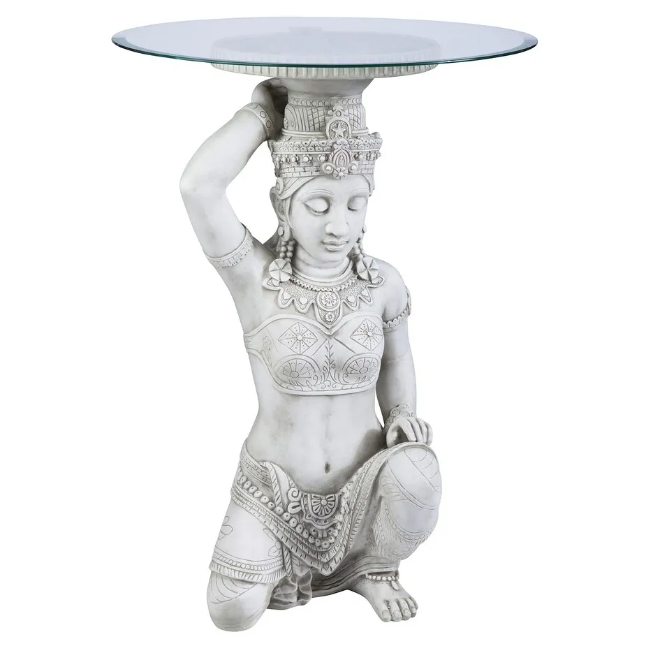 Thai Teppanom Beautiful Being Glass-Topped Asian Decor Table