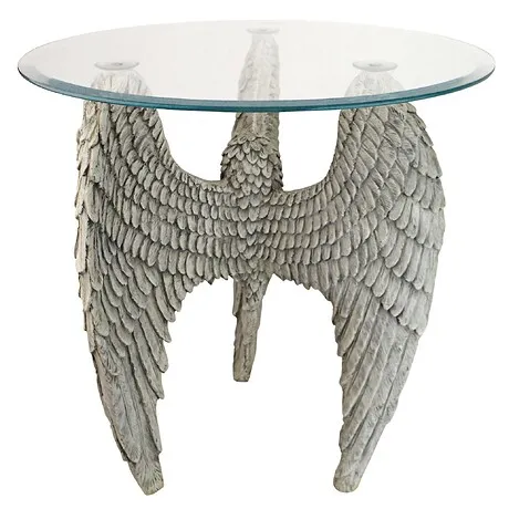 Angel Wings at Our Feet Glass-Topped Sculptural Table