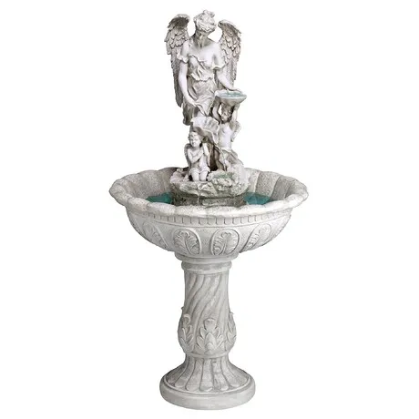 Heavenly Moments Angel Sculptural Fountain: Antique Stone Finish
