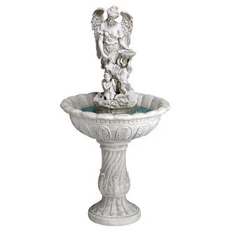 Heavenly Moments Angel Sculptural Fountain: Antique Stone Finish