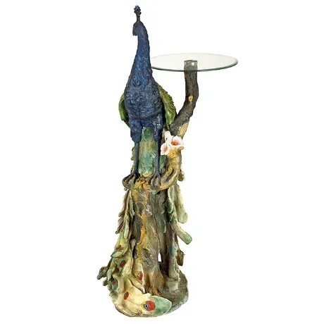 Peacock's Perch Sculptural Glass-Topped Pedestal Table