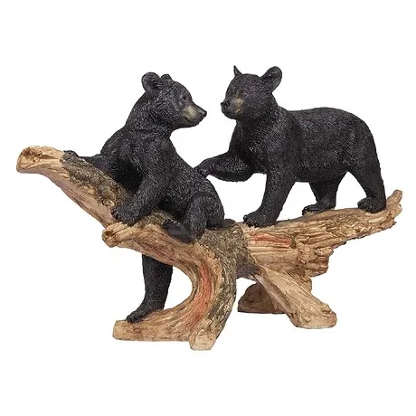 Mischievous Woodland Black Bear Cubs Statue