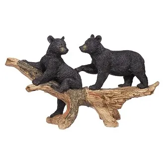 Mischievous Woodland Black Bear Cubs Statue
