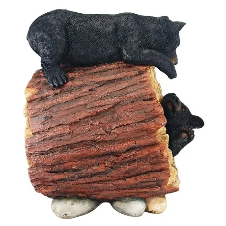 Rough Play Black Bear Cubs Garden Statue