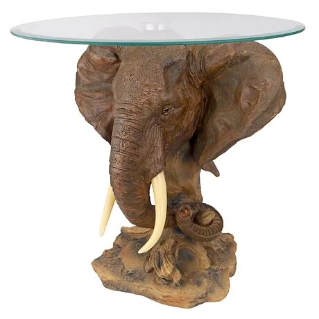 Lord Earl Houghton's Elephant Trophy Glass-Topped Sculptural Table