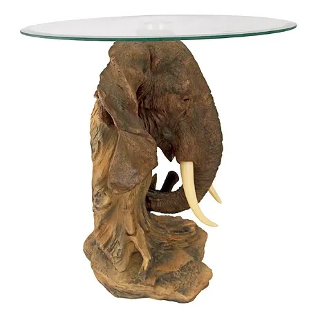 Lord Earl Houghton's Elephant Trophy Glass-Topped Sculptural Table